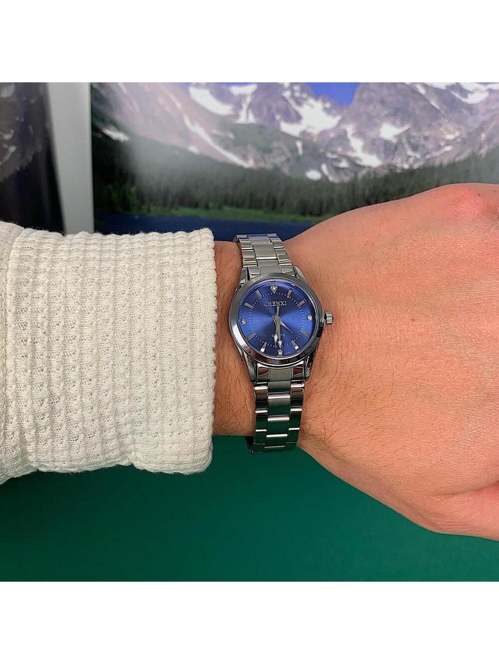 Silver Classy Quartz Round Blue Stainless Steel Watch. Stainless steel - Picture 5 of 8